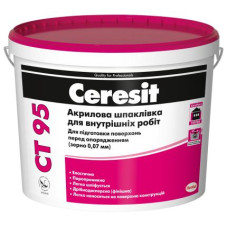 Акрилова шпаклівка для внутрішніх робіт Ceresit СT95 0,07мм 5л Акрилова шпаклівка для внутрішніх робіт Ceresit СT95 0,07мм 5л