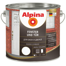Емаль для вікон та дверей біла Alpina Fenster und Tur 0,75л Емаль для вікон та дверей біла Alpina Fenster und Tur 0,75л
