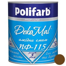 Алкідна емаль Polifarb DekoMal ПФ-115 горіх світлий 0,9 кг Алкідна емаль Polifarb DekoMal ПФ-115 горіх світлий 0,9 кг