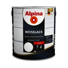 Емаль алкідна біла Alpina Weisslack GL глянець 0,75 л Емаль алкідна біла Alpina Weisslack GL глянець 0,75 л