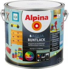 Емаль для тонування для дерева та металу Alpina Aqua Buntlack SM /мат. B3 2,35л Емаль для тонування для дерева та металу Alpina Aqua Buntlack SM /мат. B3 2,35л