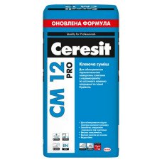 Клеюча суміш для плит із керамограніту Ceresit CM 12 pro 27кг Клеюча суміш для плит із керамограніту Ceresit CM 12 pro 27кг